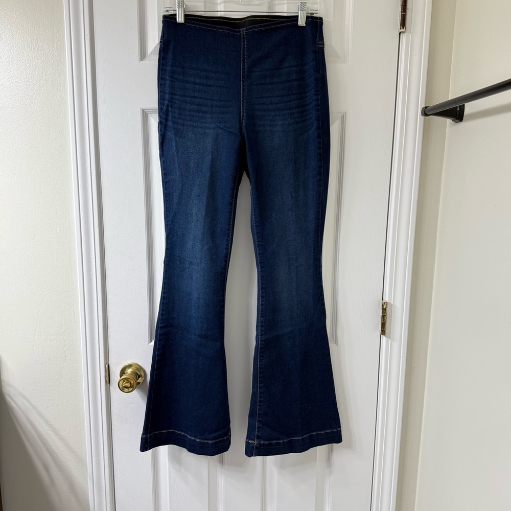 INC Pull On Flare Jeans High Waisted Dark Wash Soft Stretch 6/8